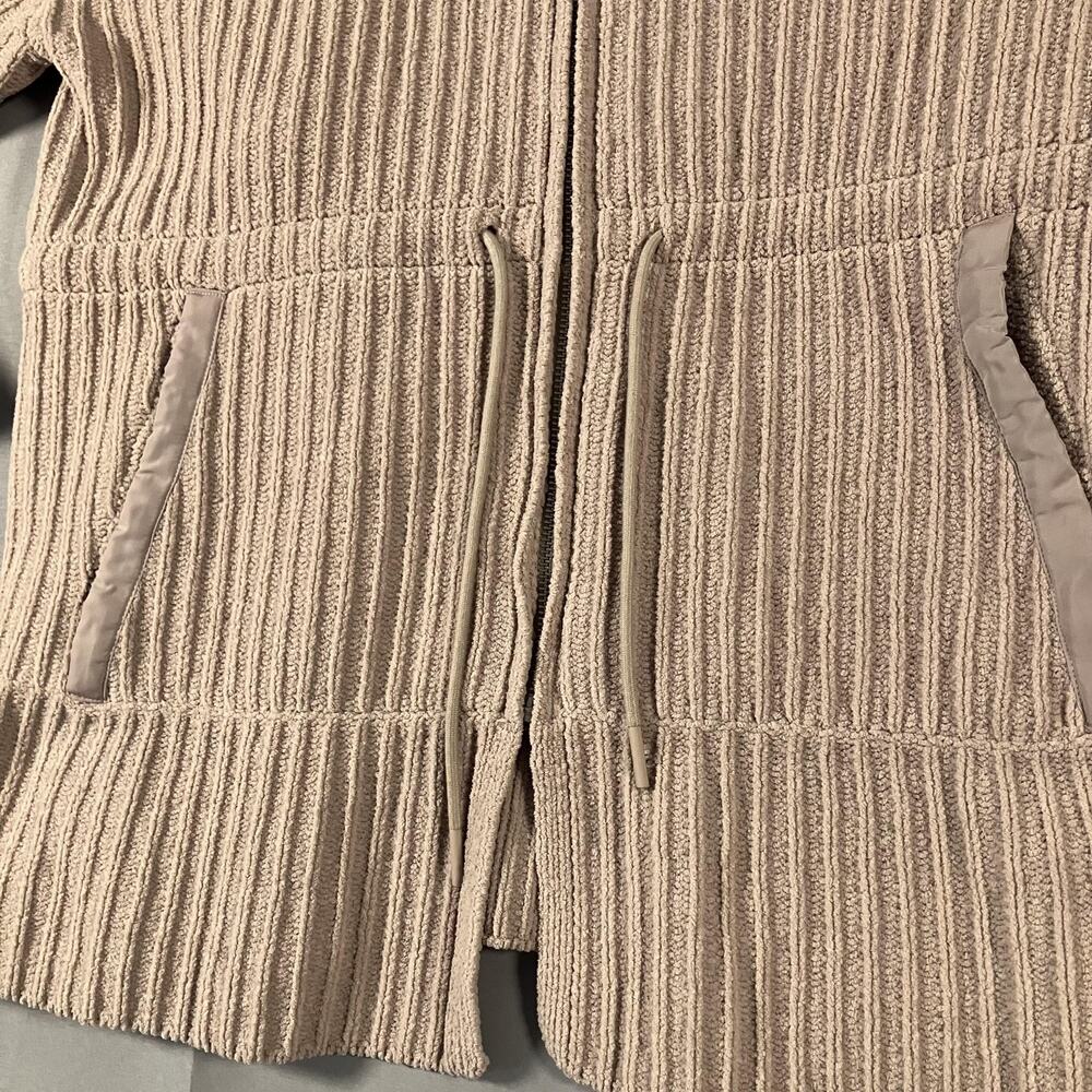 FLX Sweater Jacket Womens XL Tan Full Zip Ribbed‎ Knit Polyester Drawstring - Picture 8 of 15